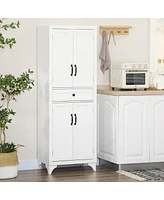 Homcom 67" 4-Door Kitchen Pantry with Drawer and Adjustable Shelves White