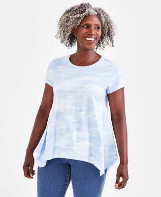Style & Co Women's Handkerchief-Hem T-Shirt, Created for Macy's