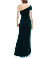 Eliza J Women's One-Shoulder Stretch Velvet Gown