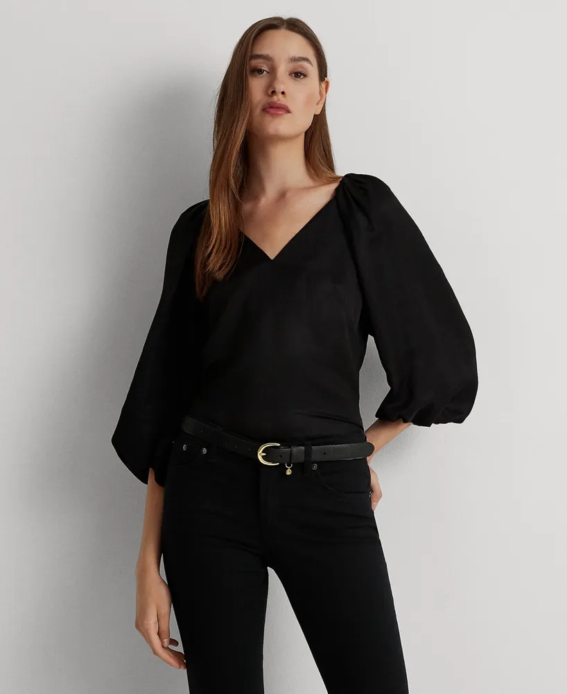 Lauren Ralph Lauren Plus-Size Satin Charmeuse Shirt - Macy's