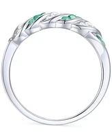 Emerald (1/5 ct. t.w.) & Diamond Swirl Band Sterling Silver (Also Ruby Sapphire)