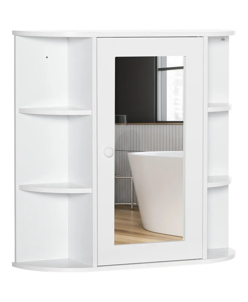 Homcom Wall Mount Medicine Cabinet, Over-the-Sink Bathroom Storage Organizer Cabinet with Mirrored Door and Multiple Shelves, White