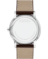 Movado Men's Museum Classic Swiss Quartz Brown Leather Watch 40mm