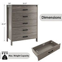 Modern 5 Drawer Chest Storage Dresser Cabinet with Metal Handles