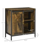 Homcom Buffet Cabinet Farmhouse Sideboard w/ Adjustable Shelf Rustic Brown