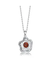 Genevive Sterling Silver White Gold Plated Cubic Zirconia Heart of Fire Pendant