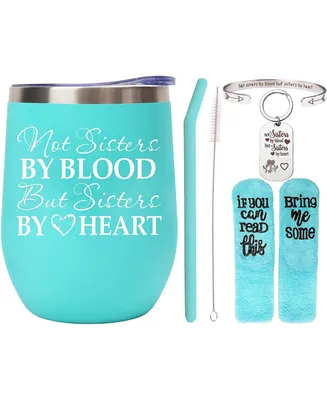 Meant2tobe Women's Friendship Tumblers - Not Sisters by Blood but Heart Perfect for Christmas, Birthday, and Best Friend Gifts