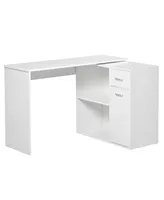 Homcom L Shaped Computer Desk, 180° Rotating Corner Desk with Storage Shelves, Drawer and Cabinet, Study Workstation for Home Office, White