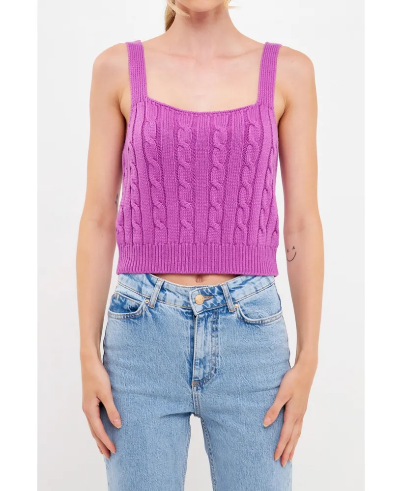English Factory Women's Cable Knit Tank Top