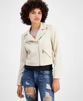 Guess Women's Venom Faux-Leather Cropped Moto Jacket