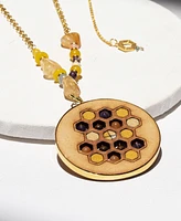 Nectar Nectar New York 18k Gold-Plated Mixed Gemstone Honeycomb Long Pendant Necklace