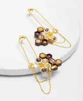 Nectar Nectar New York 18k Gold-Plated Mixed Gemstone Honeycomb & Chain Drop Earrings