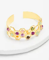 Nectar Nectar New York 18k Gold-Plated Mixed Gemstone Cuff Bracelet