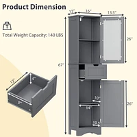Bathroom Tall Cabinet Freestanding Linen Tower with Doors & Drawer