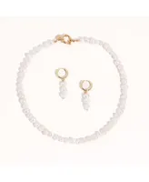 Joey Baby 18K Gold Plated Freshwater Pearls -Jackie Necklace & Jackie Earrings Set For Women