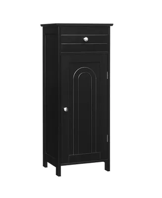 Costway Bathroom Floor Cabinet Wooden Storage Organizer Free-Standing w/ Drawer & Shelf