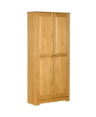 Homcom 67" Pinewood Kitchen Pantry Storage Cabinet with 2 Doors, Brown