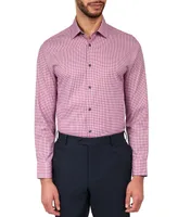 ConStruct Men's Slim Fit Gingham Performance Stretch Cooling Comfort Dress Shirt