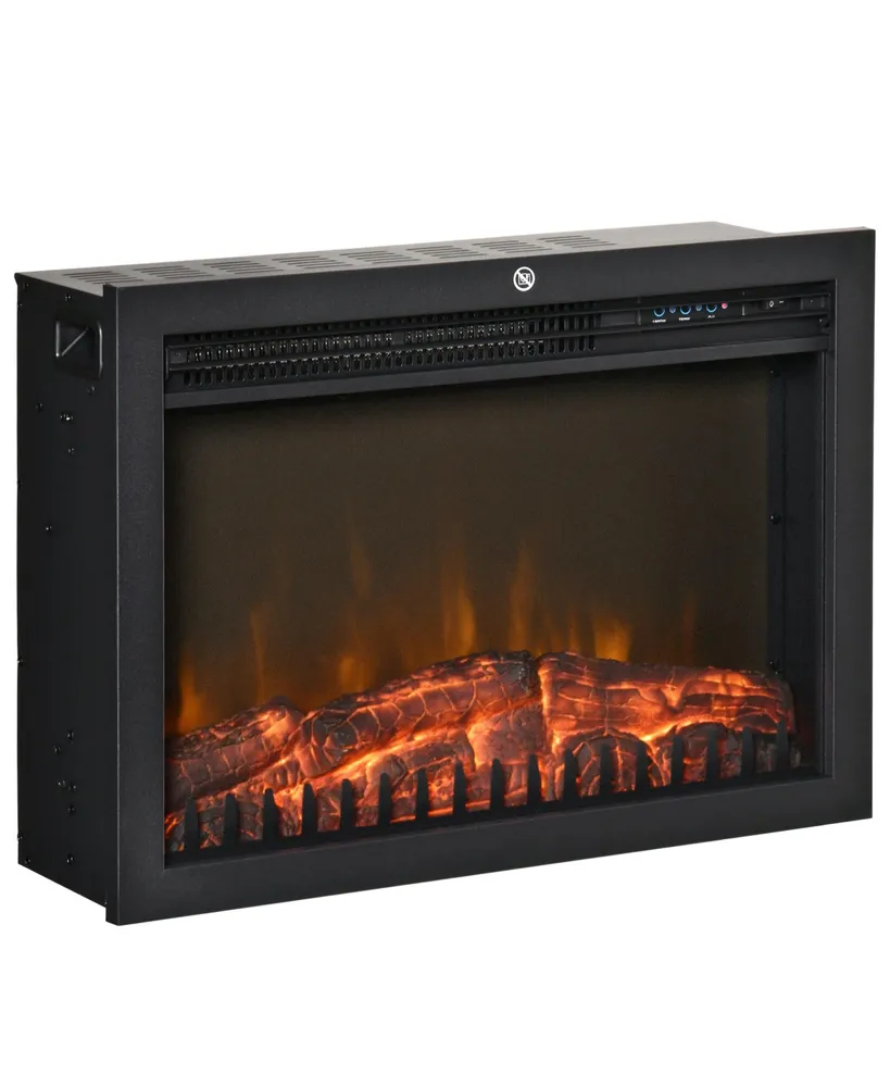 Homcom 24" Electric Fireplace Insert, Retro Recessed Fireplace Heater with Realistic Flame, Remote Control and Adjustable Brightness, 750/1500W, Black