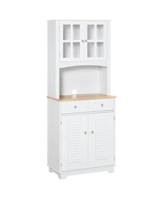 Homcom Coastal Kitchen Buffet and Hutch Wooden Cabinet for Dining Room, White