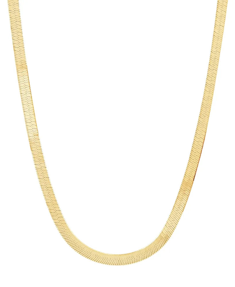 Polished & Beveled Herringbone Link 22" Chain Necklace 18k Gold-Plated Sterling Silver & Sterling