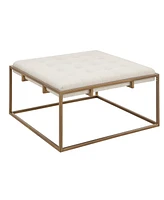 Madison Park Greenwich 35" Square Upholstered Metal Base Ottoman, Coffee Table