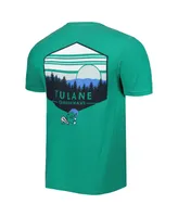 Men's Green Tulane Wave Landscape Shield T-shirt