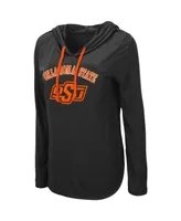 Women's Colosseum Black Oklahoma State Cowboys My Lover Lightweight Hooded Long Sleeve T-shirt