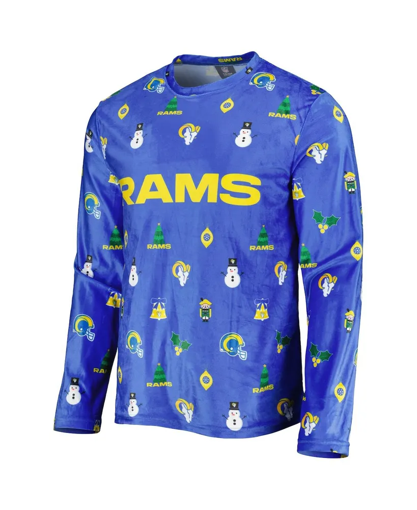 Men's Foco Royal Los Angeles Rams Holiday Repeat Long Sleeve T-shirt