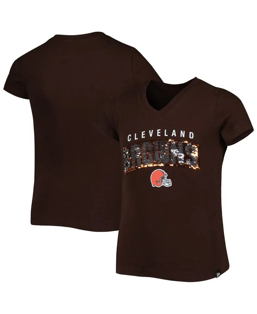 Chicago Bears New Era Girls Youth Reverse Sequin Wordmark V-Neck