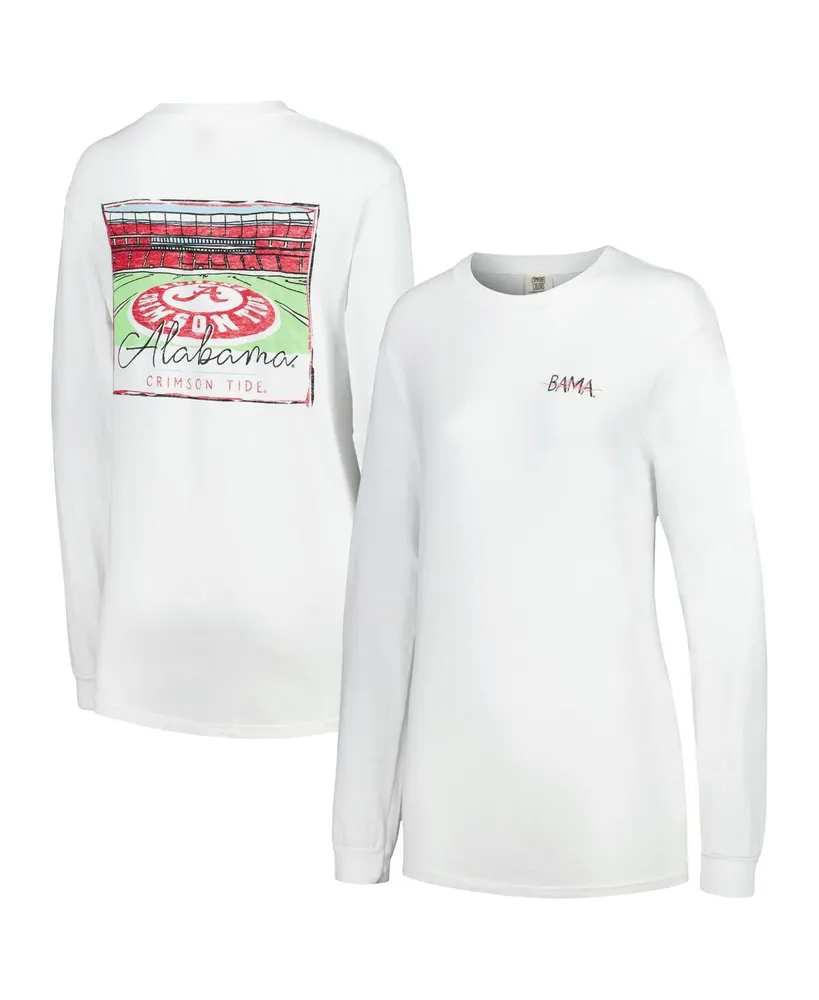 Summit Sportswear Women's White Alabama Crimson Tide Hand-Drawn Stadium  Comfort Colors Oversized Long Sleeve T-shirt