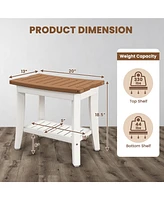 Costway 20'' x 13'' Waterproof Hdpe Shower Bench 2-Tier Bath Spa Stool