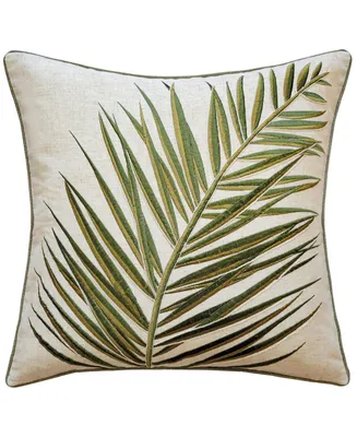 Nybg Tri-Color Embroidered Fern Decorative Pillow, 18" x 18"