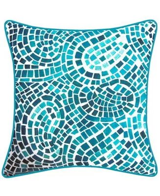 Nybg Indoor, Outdoor Mosaic Tile Embroidered Decorative Pillow, 20" x 20"