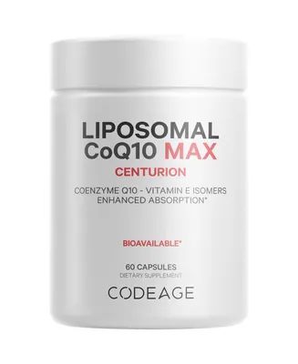 Codeage Liposomal CoQ10 Max, Vitamin E Tocopherols & 250 mg Coenzyme Q10, Cardiovascular Support - 60ct