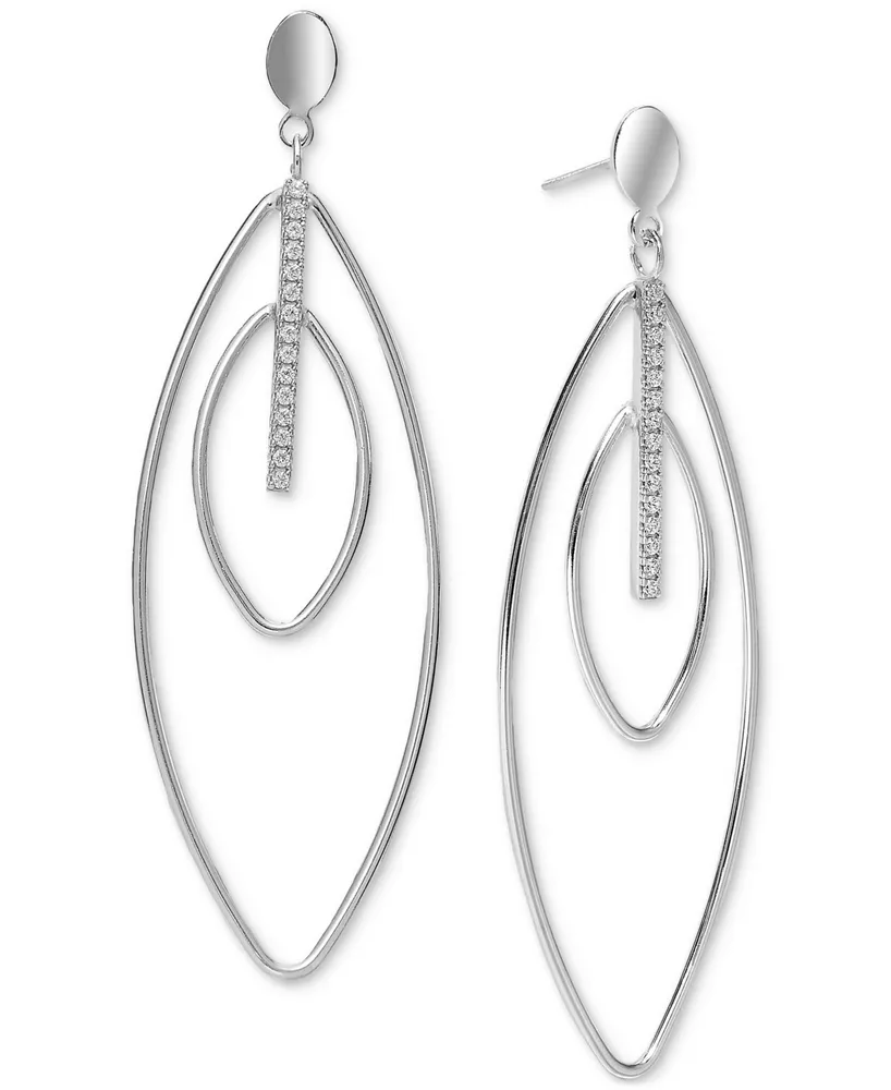 Diamond Navette Open Drop Earrings (1/4 ct. t.w.) in Sterling Silver