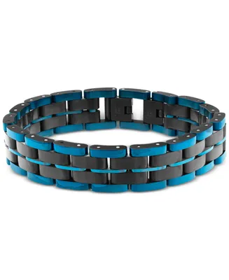 Blackjack Men's Watch Link Bracelet Blue and Black Ion-Plated Stainless Steel