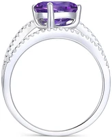 Amethyst (1-3/4 ct. t.w.) & Lab-Grown White Sapphire (3/8 Openwork Statement Ring Sterling Silver (Also Blue Topaz)