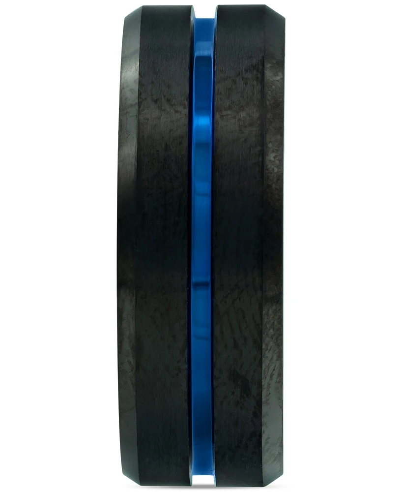 Blackjack Men's Beveled Etched Stripe Band in Tungsten & Ion-Plating