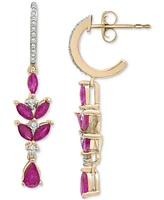 Ruby (1-5/8 ct. t.w.) & Diamond (1/8 ct. t.w.) Drop Earrings in 14k Gold