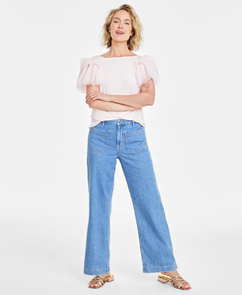 On 34th Women's Patch-Pocket Wide-Leg Jeans