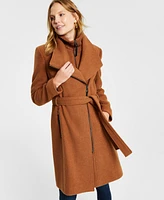Calvin Klein Womens Wool Blend Belted Wrap Coat, Created for Macys