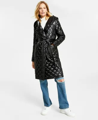 Michael Kors Women's Hooded Belted Quilted Coat