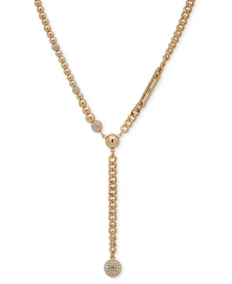 Karl Lagerfeld Paris Women's Gold-Tone Lariat Necklace, 18"+ 3" extender
