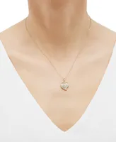 Textured Puff 17" Heart Pendant Necklace in 10k Gold