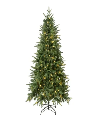 National Tree Company 6 ft. Feel-Real Duxbury Light Green Mixed Hinged Tree with 200 Warm White Led Lights