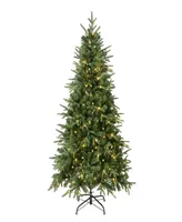 National Tree Company 6 ft. Feel-Real Duxbury Light Green Mixed Hinged Tree with 200 Warm White Led Lights