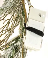 National Tree Company, 9' Christmas Trimmed Snowy Twig Garland, 200 Warm Led Rice Lights-Battery Operated with Remote Control