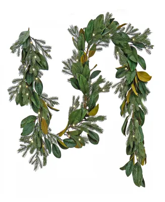 National Tree Company 9' Magnolia Mix Pine Garland with Led Lights