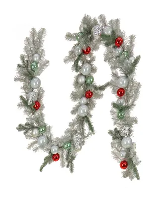 National Tree Company, 9' Trimmed Garland w Led Lights, Battery Operated w Remote Control